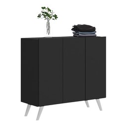 Armário Lavanderia Retrô com 3 Portas 90 cm Multimóveis MP5033 Preto/Branco - 2