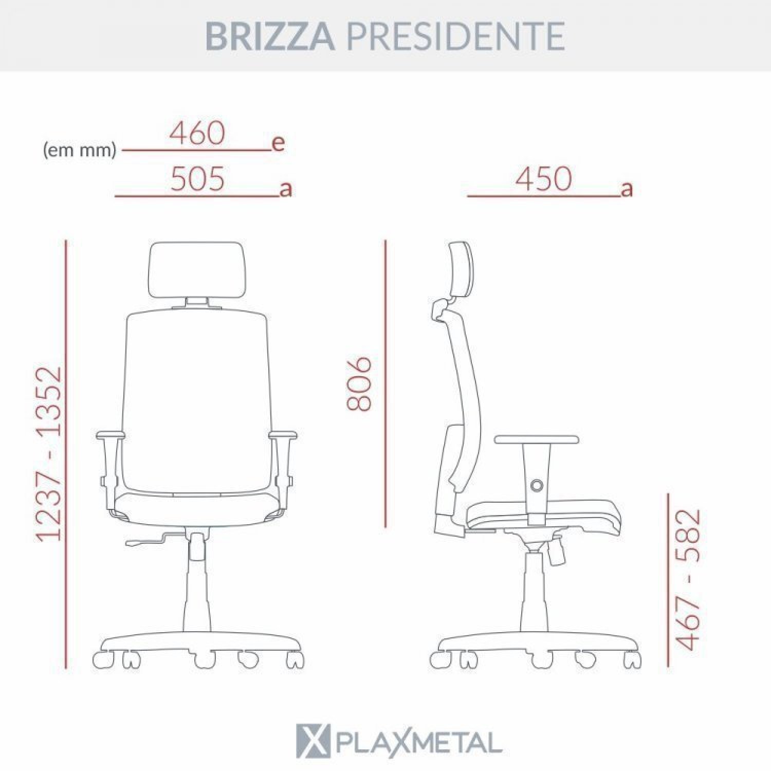 Kit 10 Cadeiras de Escritório Ergonômica com Tela e Apoio de Cabeça Brizza Presidente NR17  - 4