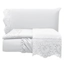 Ver imagem 1 de Jogo Cama Lençol Casa Scarpa Detail Queen Bordado Guipir Bordado Inglês Percal 300 Fios 4 Peças