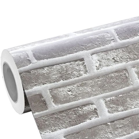 Papel de Parede Tijolo Cinza Escuro Impermeável Lavável Vinílico Autocolante 3d Aparente