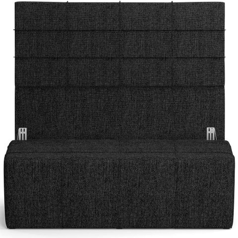 Kit Cabeceira Cama Box Casal 140cm com Calçadeira Roma W01 Linho Chumbo - Lyam Lyam Decor
