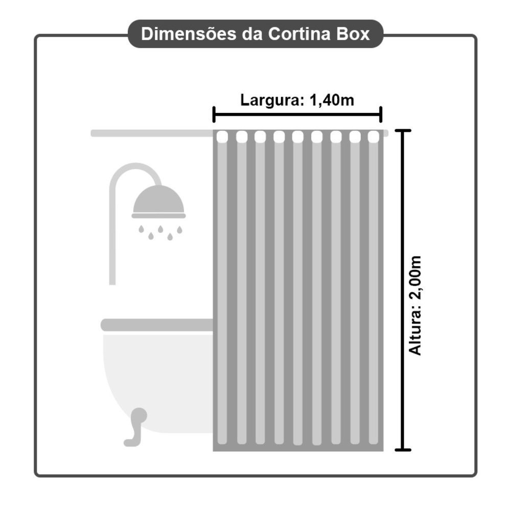 1 Cortina Box Banheiro PVC Grossa Antimofo Ilhós Pt 140x200 - 6