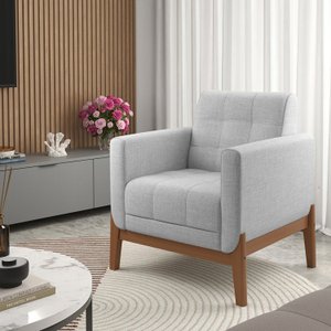 Poltrona Decorativa para Sala de Estar em Linho 246 Brooks