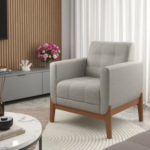 Poltrona Decorativa para Sala de Estar em Linho 305 Brooks