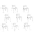 Ver imagem 1 de Kit 9 Cadeira Iso Infantil Creche, Base Branco Branco
