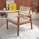 Ver imagem 1 de Poltrona Decorativa Linho 61,5cm Alves Pereira Bege Areia