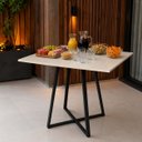 Ver imagem 7 de Mesa de Jantar Santorine Quadrada MDF e Base de Aço Reunião Off White/Preto - Lh Móveis
