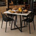 Ver imagem 6 de Mesa de Jantar Santorine Quadrada MDF e Base de Aço Reunião Off White/Preto - Lh Móveis