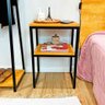 Mesa de Cabeceira Style Square Industrial Carvalho e Preto - 1