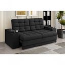 Ver imagem 1 de Sofá Confort Premium 1,70m Assento Retrátil/reclinável Porta Copos e Usb Suede Preto - Xflex