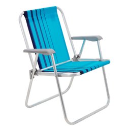 Cadeira de Praia Tramontina Samoa Alta em Alumínio com Assento Azul - 1