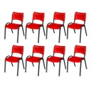 Ver imagem 2 de Cadeira Iso Base Preto Escola, Escritório Vermelho Kit 8 Un