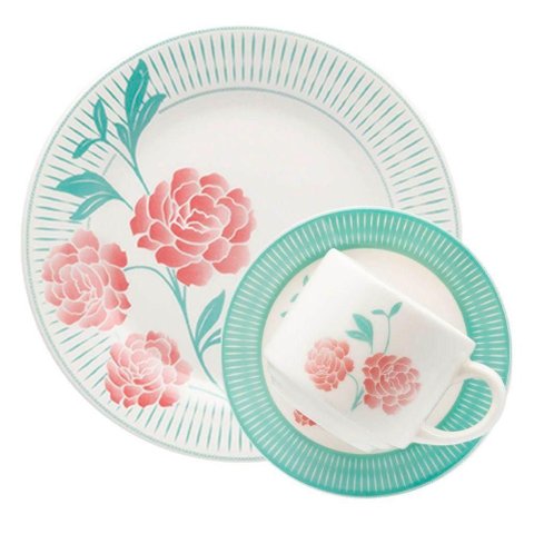 Kit Jogo Café Lanche Oxford Donna Bloom 12 Peças Cerâmica