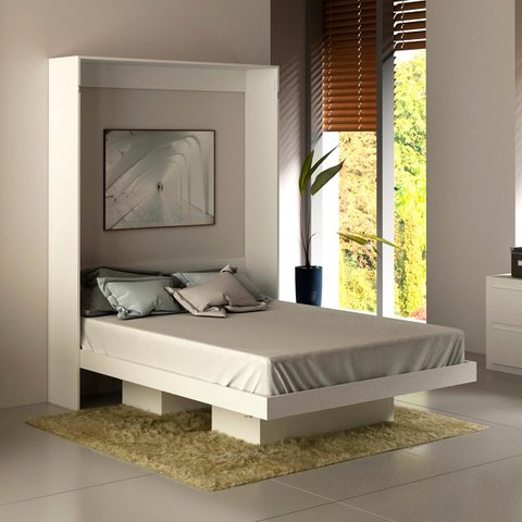 Cama De Casal Multifuncional Articulável Com 2 Prateleiras: Branco