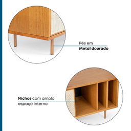 Rack Para TV até 60 Polegadas 3 Gavetas Madeira Maciça Palhinha Yescasa - 9