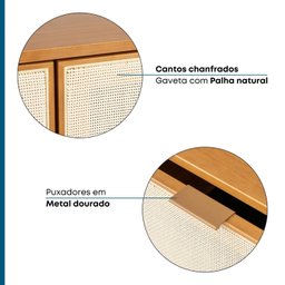 Rack Para TV até 60 Polegadas 3 Gavetas Madeira Maciça Palhinha Yescasa - 8