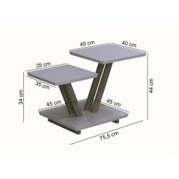 Mesa Centro Laguna 2 Andares Design Mdf Dupla Função Sala:off White - 3