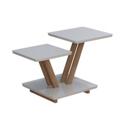 Mesa Centro Laguna 2 Andares Design Mdf Dupla Função Sala:off White - 2