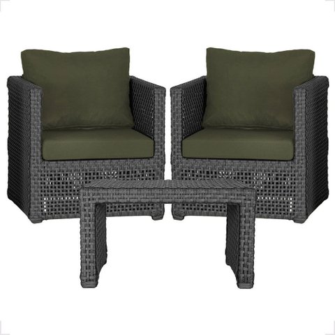 Mesa Centro e 2 Poltronas Madri Corda Náutica Estofado 13 Trama Original