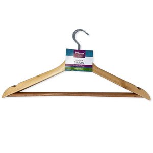 Kit 12 Cabides Madeira Marfim com Verniz Roupas Pesadas