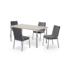 Ver imagem 2 de Conjunto Sala de Jantar Mesa Iza Tampo MDF/Vidro com 4 Cadeiras Natani Yescasa Cinza/Cromado/Off White