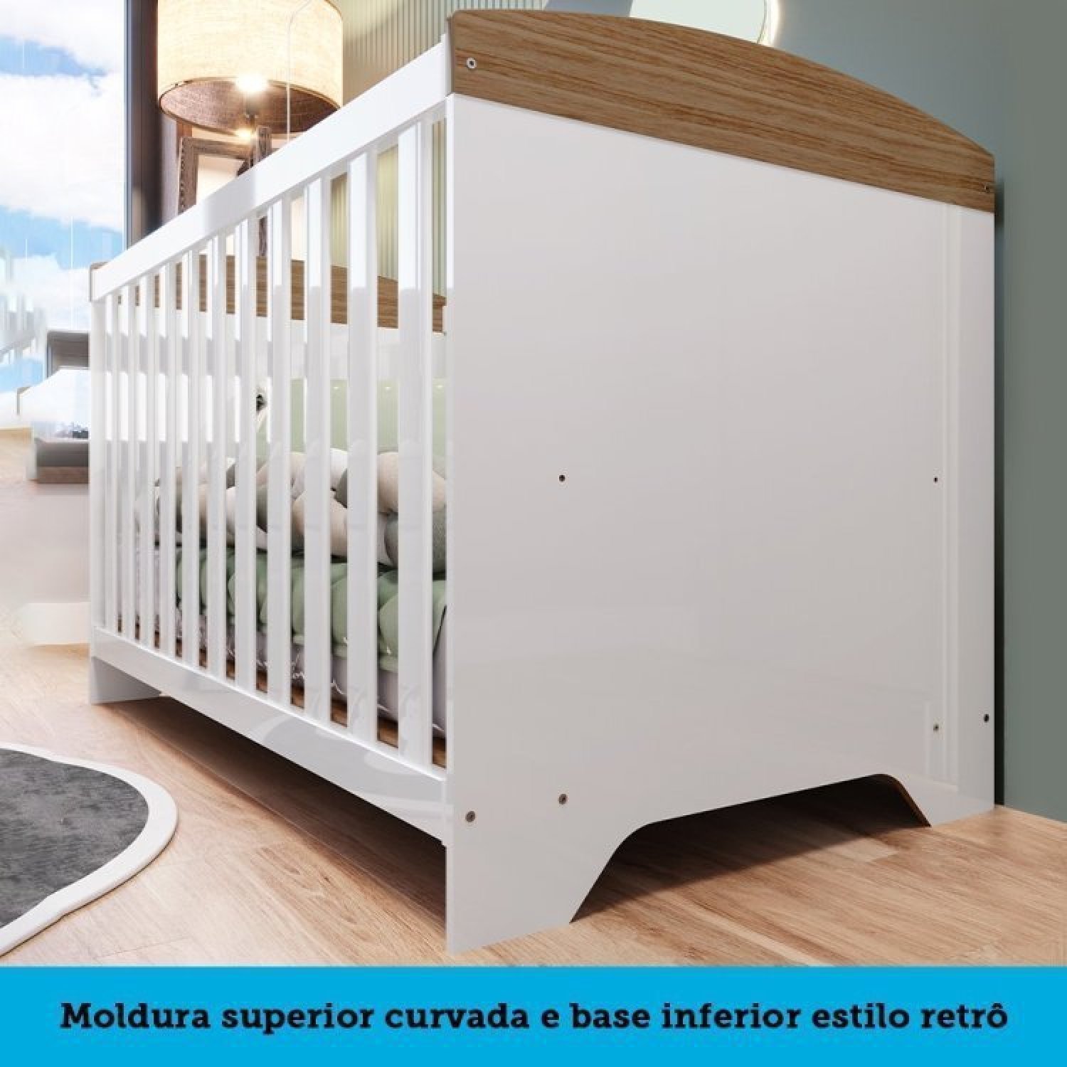 Quarto de Bebê com Cômoda e Berço Americano 100% MDF Ayla - 11