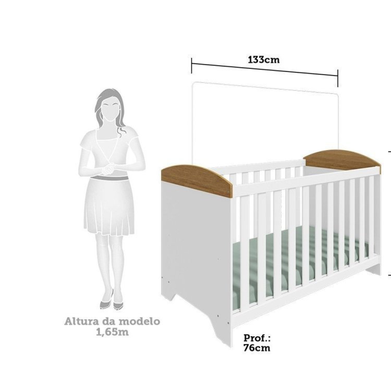 Quarto de Bebê com Cômoda e Berço Americano 100% MDF Ayla - 2