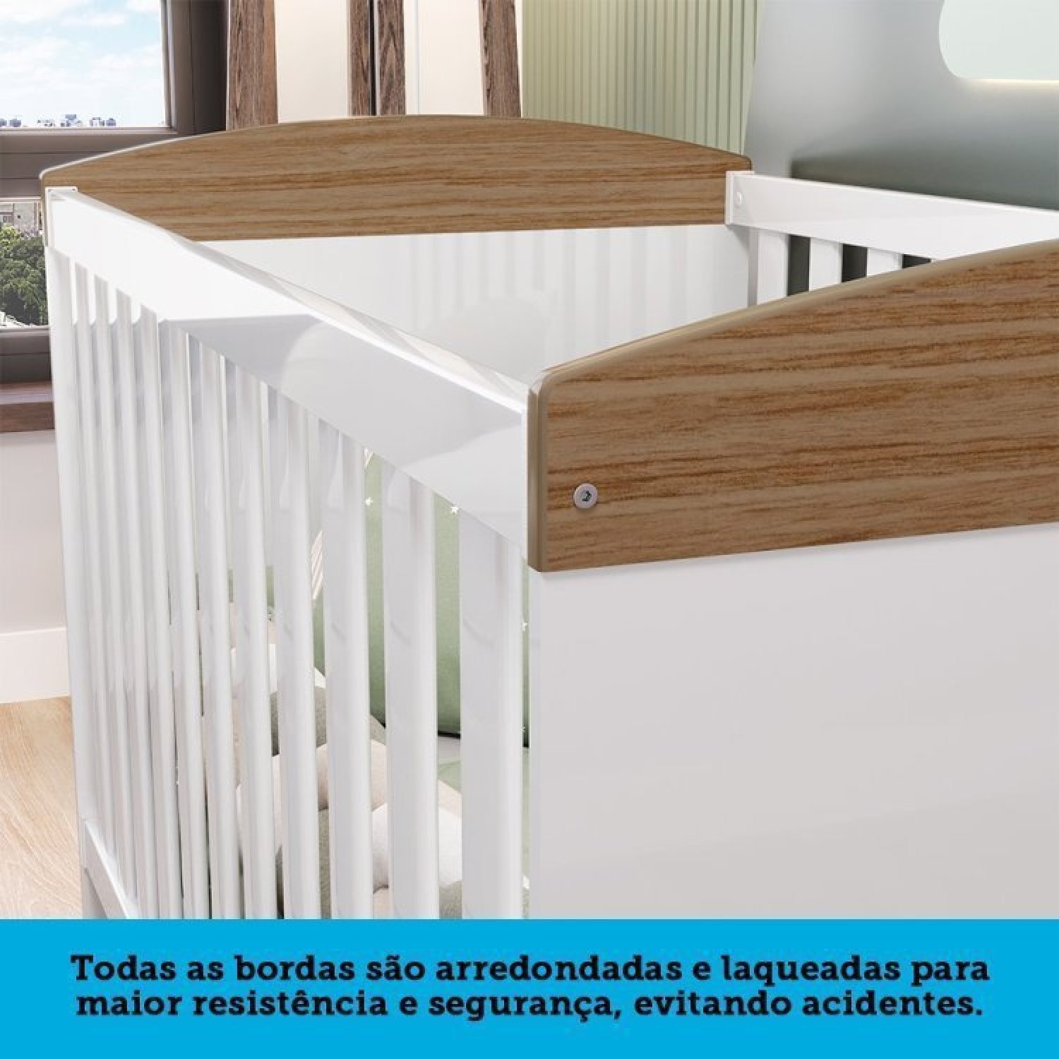 Quarto de Bebê com Cômoda e Berço Americano 100% MDF Ayla - 8