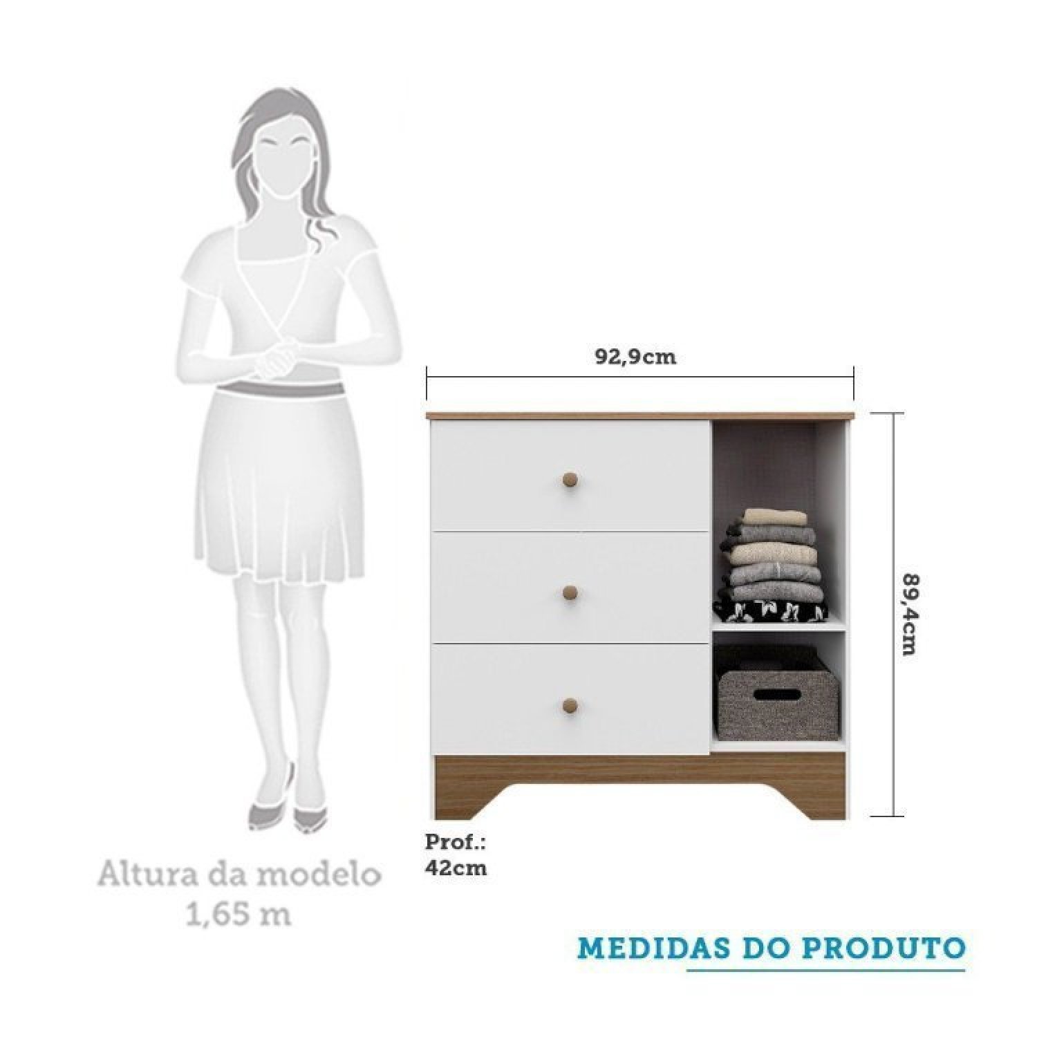 Quarto de Bebê com Cômoda e Berço Americano 100% MDF Ayla - 3