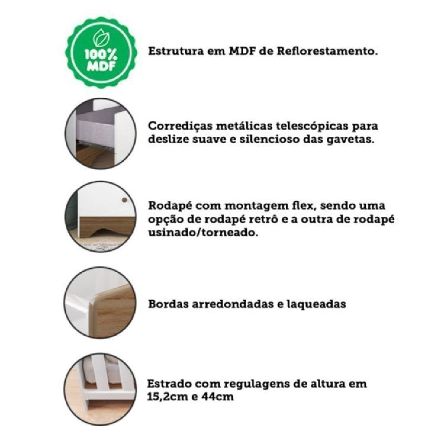 Quarto de Bebê com Cômoda e Berço Americano 100% MDF Ayla - 12
