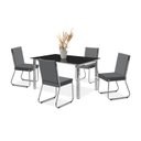 Ver imagem 2 de Conjunto Sala de Jantar Mesa Ortenia Tampo Vidro com 4 Cadeiras Dinah Cinza/Cromado/Preto