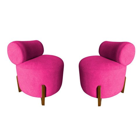 Kit 2 Poltronas Decorativa Mônaco Veludo Rosa Pink