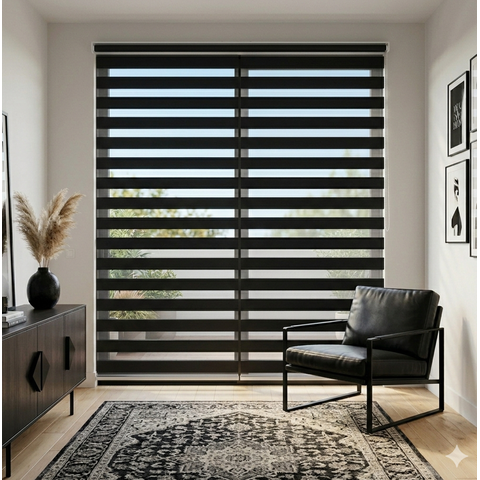 Persiana Zebra Double Vision 1,20x2,60 Premium - Preta