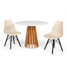Conjunto Mesa Branca 100cm Com 2 Cadeiras Base Preta - Nude - 1