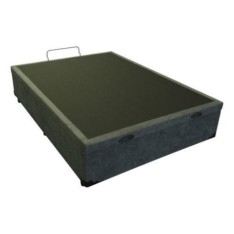 Base Box Baú Casal 138 X 188 Suede com Pistão Gás So1clique - Cinza