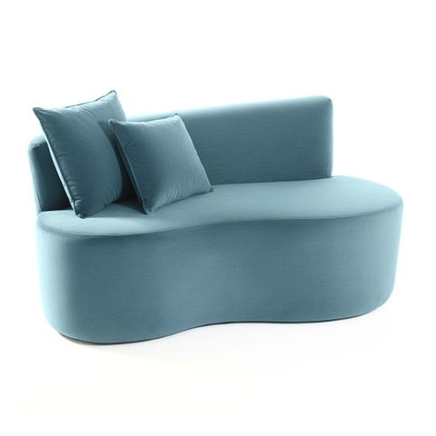 Sofá Decorativo Curvo Orgânico Nature Gaia Veludo Azul Turquesa - Montanaris Decor