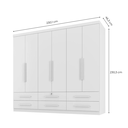 Ver imagem 3 de Guarda Roupa Casal Maximus Plus 6 Portas de Bater 6 Gavetas Branco/Absoluto