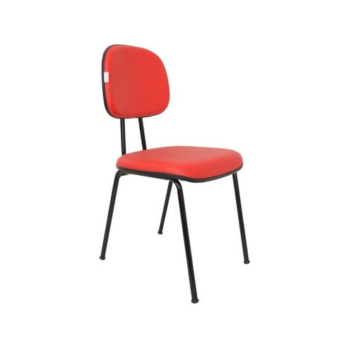 Cadeira Fixa Secretaria Bolt - Couro Sintetico Corano - Vermelho