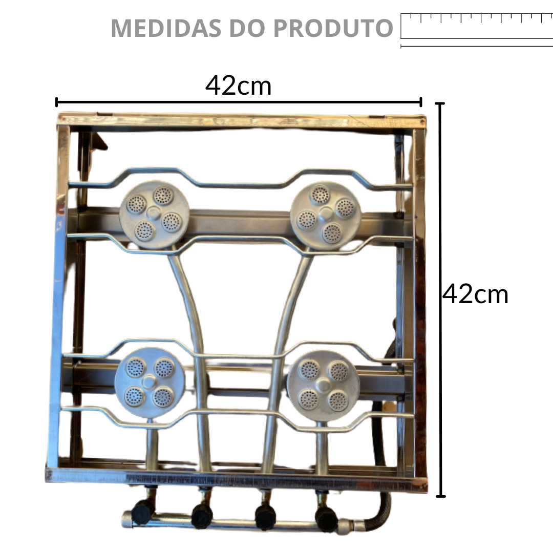 FOGÃO INOX INDUSTRIAL DUAS BOCAS ALTA PRESSÃO PORTATIL GÁS - 3