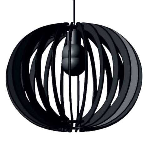 Luminária Teto tipo Pendente LUA CHEIA MDF - Completa - Cor: Preta