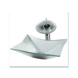 Cuba Quadrada 30cm + Torneira Cascata + Valvula - Kit Prata - 1