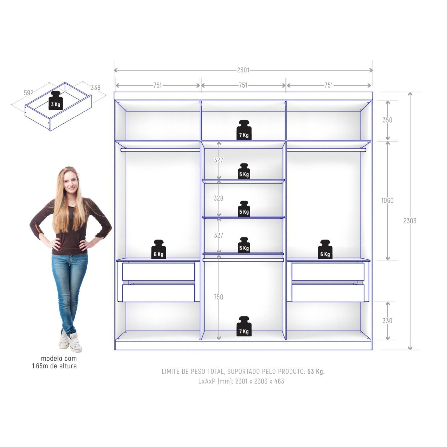 Guarda Roupa Casal 6 Portas 4 Gavetas Evidence Plus - 4