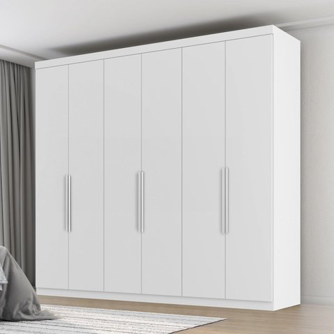 Guarda Roupa Casal Evidence Plus 6 Portas de Bater 4 Gavetas Branco/Absoluto
