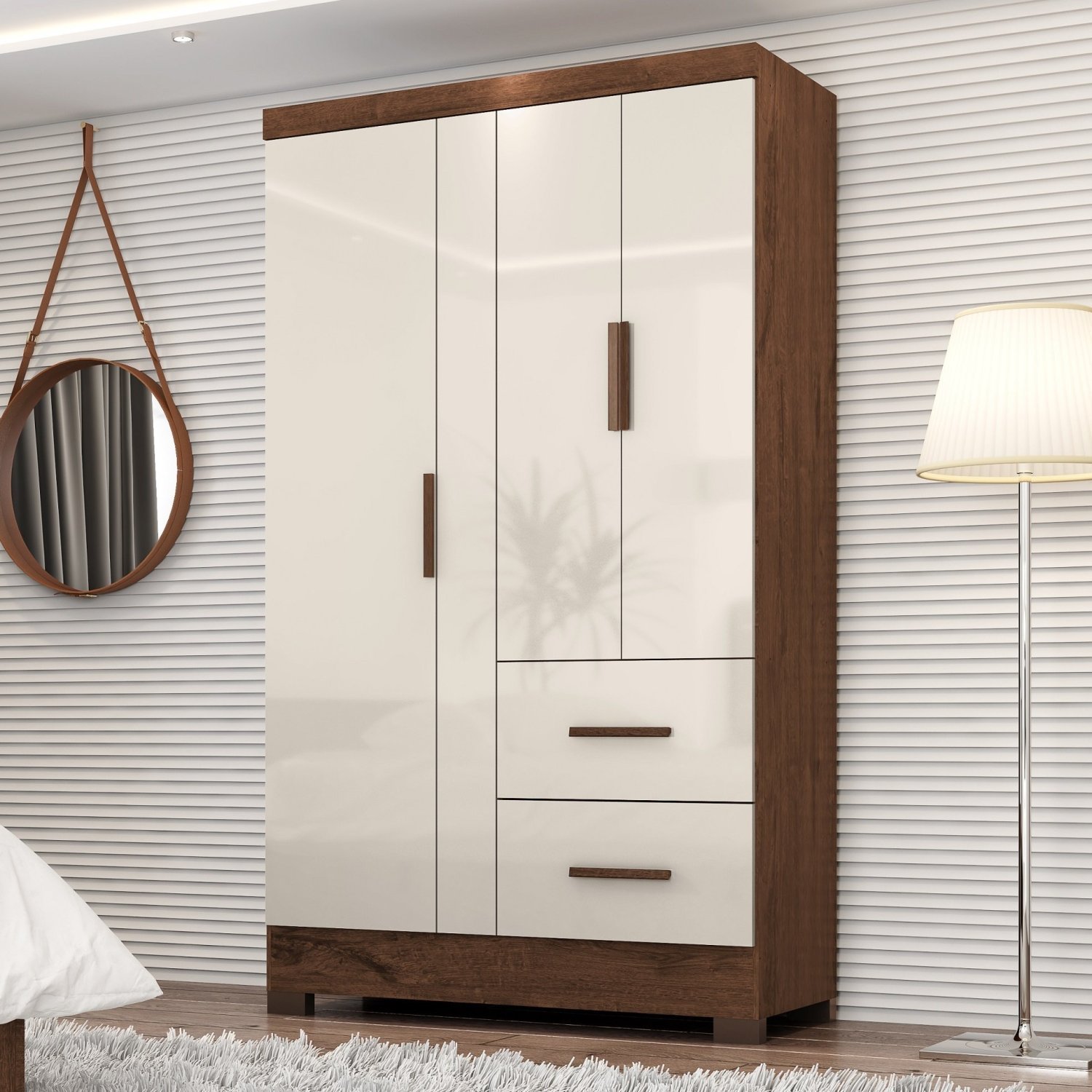 Guarda Roupa Casal 3 Portas 2 Gavetas New Primordial - 1