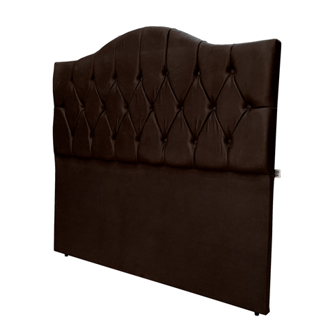 Cabeceira Casal Cama Box Botões Provençal Marrom Suede com Pés 120cm Altura Rbl