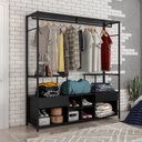Ver imagem 2 de Guarda Roupa Closet Casal Barcelona Industrial 174cm 02 Gavetas Preto Texturizado - Desk Design Arte