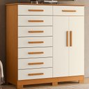 Ver imagem 1 de Cômoda 8 Gavetas 2 Portas com Cabideiro Verona Marrom/Cinamomo/Off White