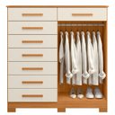 Ver mais imagens de Cômoda 8 Gavetas 2 Portas com Cabideiro Verona Marrom/Cinamomo/Off White