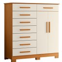 Ver imagem 2 de Cômoda 8 Gavetas 2 Portas com Cabideiro Verona Marrom/Cinamomo/Off White