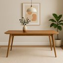 Ver imagem 1 de Mesa de Jantar 6 Lugares Slim Base Madeira Maciça e Tampo Amadeirado